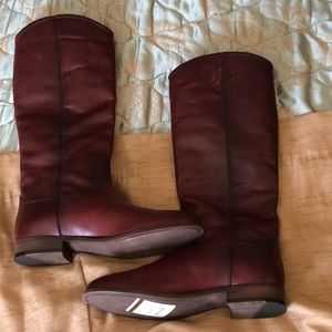 Frye Wine Color Leather Boots Sz 9.5B